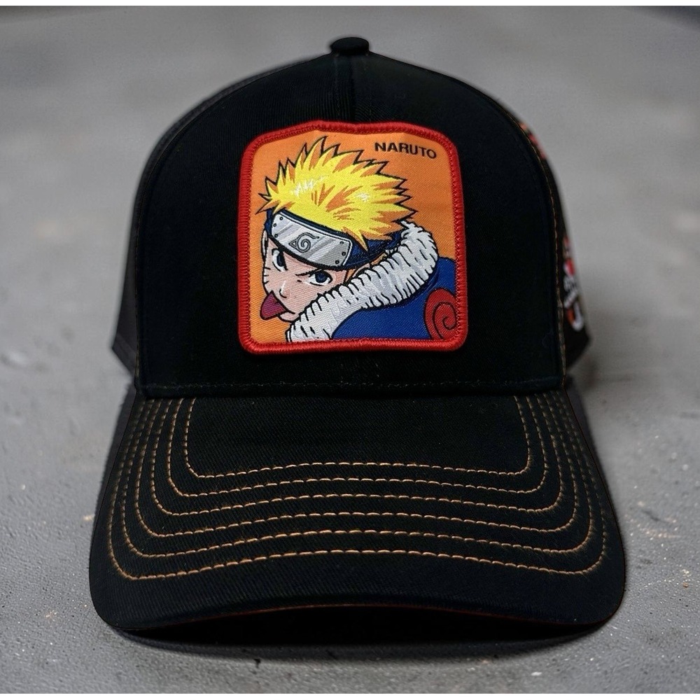 Capslab Naruto Shippuden Snapback Hat Black Orange Uzumaki Anime Cap NWT